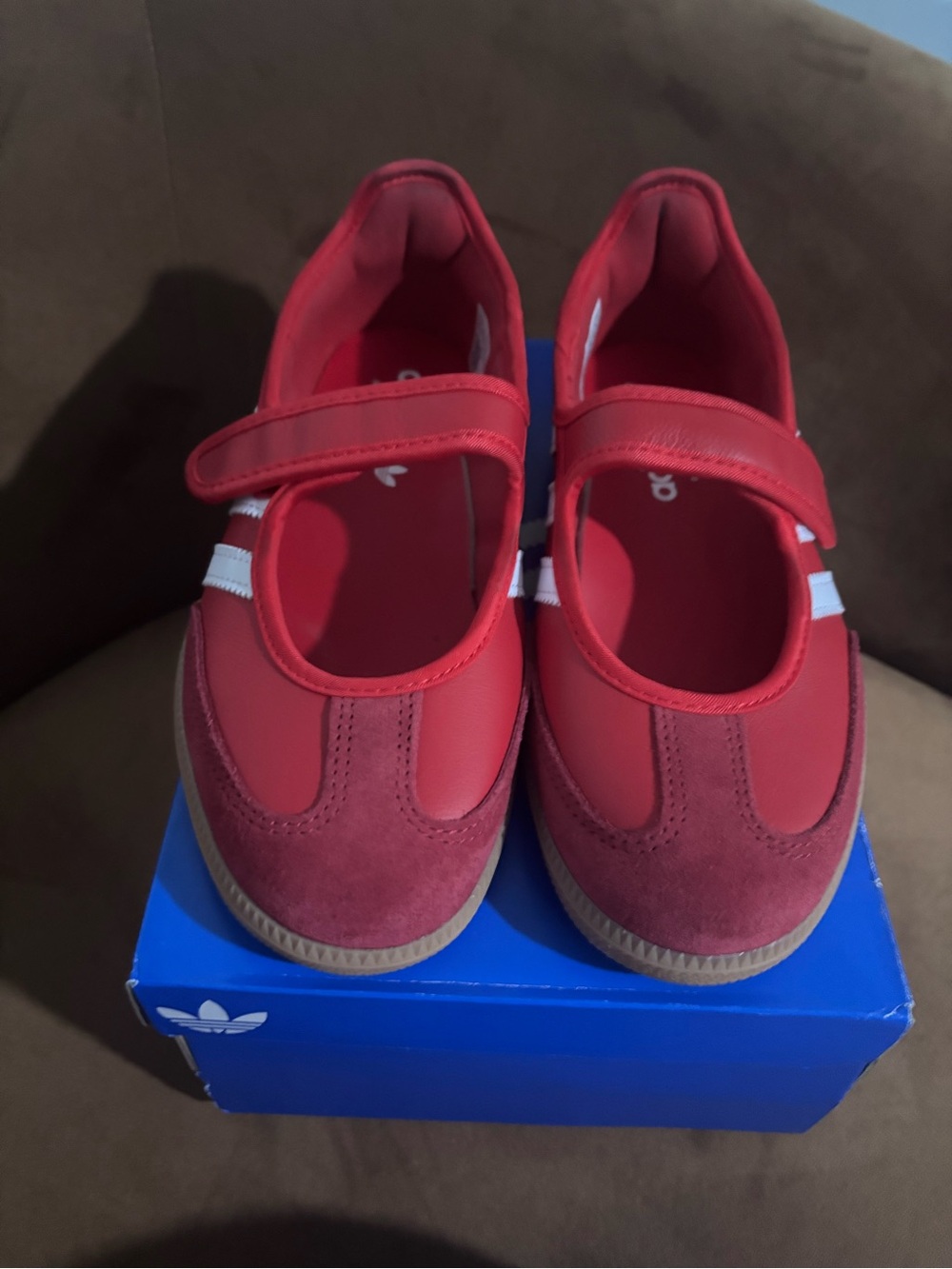Red Women’s Mary Jane Sneakers with Hook-and-Loop Strap